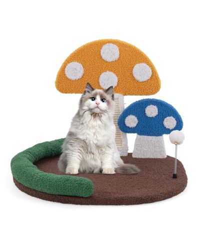 COZITO Cat Bed Mushroom Scratcher with Wide Bed and Sisal Panel
