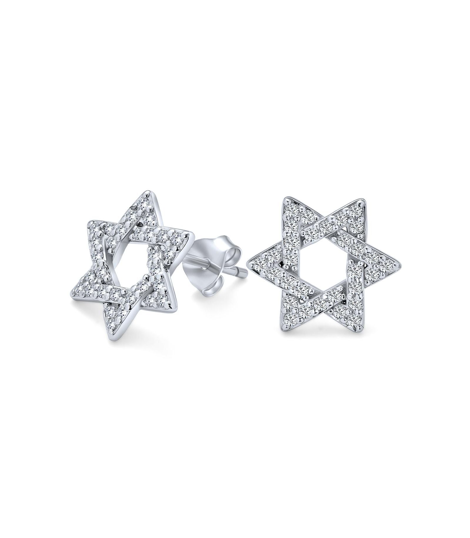 Серьги Bling Jewelry Bat Mitzva Gift Judaic Pave CZ Star Of David Stud