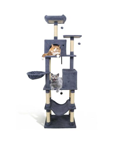 COZITO Cat Tree 80 inch with 2 Large Condos and Dangling Toys