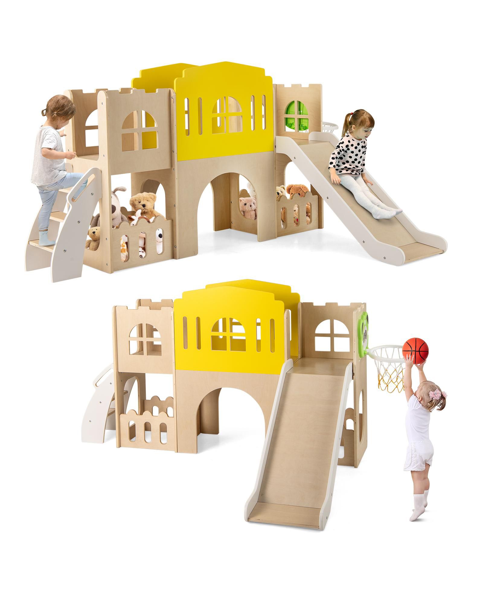 Игровой комплекс Slickblue Kids 7 in 1 со скалодромом и баскетбольным кольцом