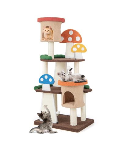 COZITO Cat Tree 4-in-1 Mushroom with 2 Condos and Platforms