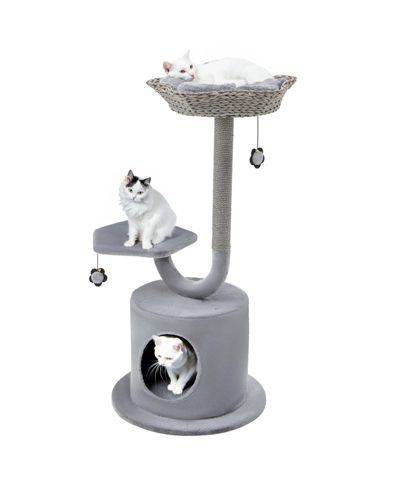 COZITO Cat Tower 42 inch with Curved Metal Frame for Large Cats