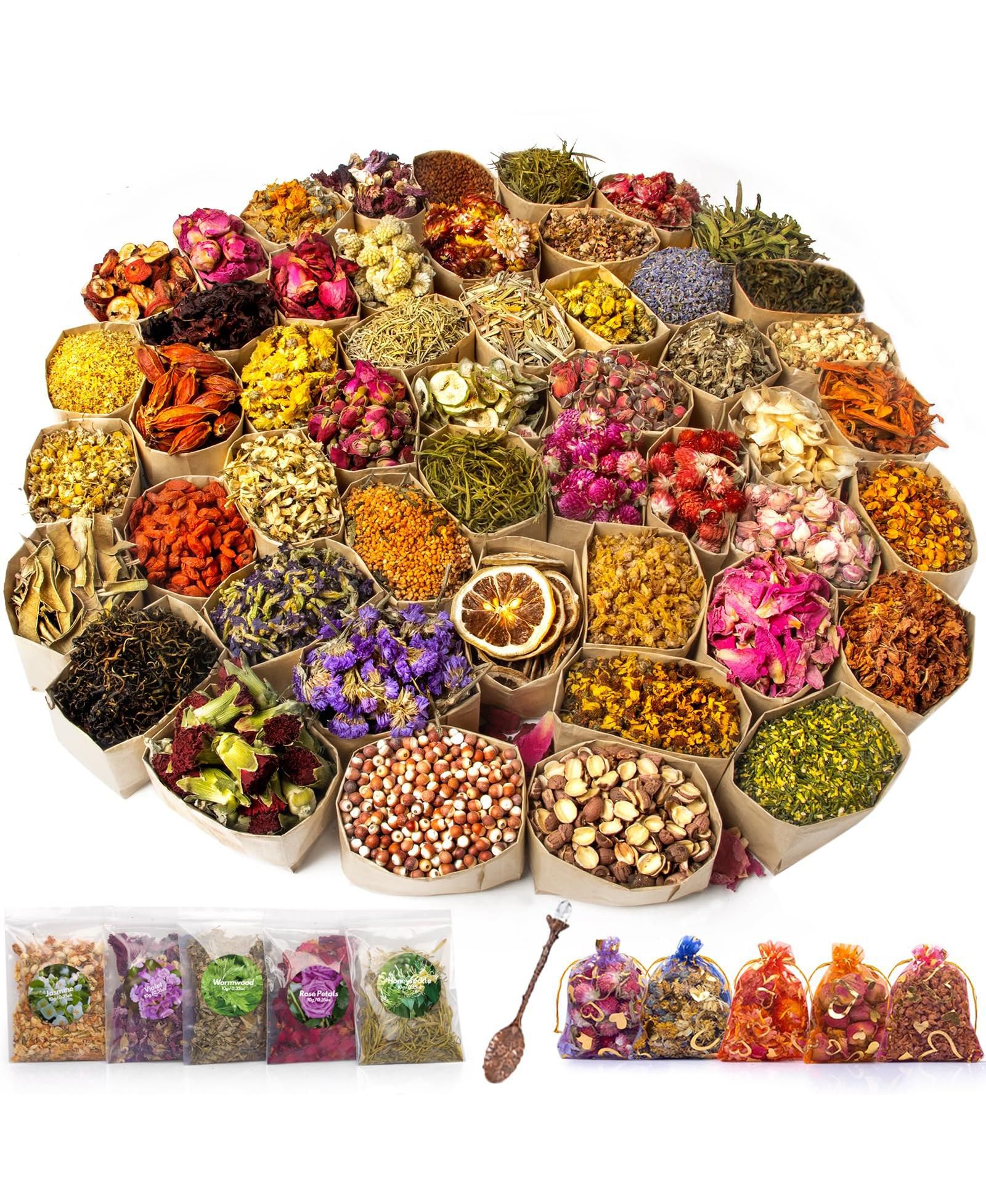 GNUADZ 50 bags Dried Flowers Herbs Kit