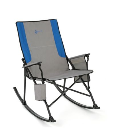 ARROWHEAD OUTDOOR 2-Pack Foldable Rocking Camp Chair, XL Cup Holder, Side Pocket, Space-Saving Folding, Swinging Rocker, Camping, Fishing Patio