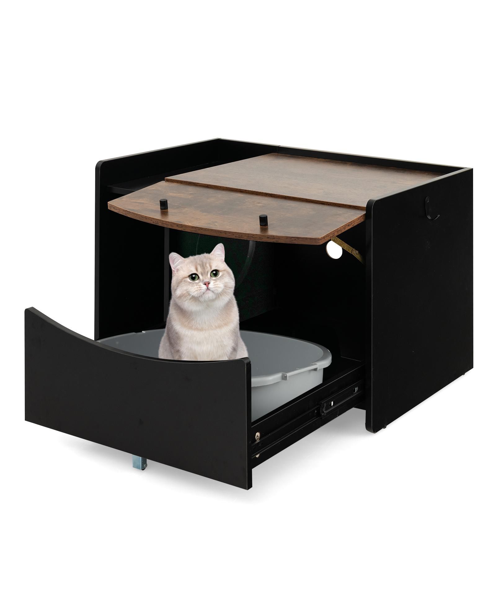 COZITO Cat Litter Box Enclosure Pull-Out Drawer Winding Entry