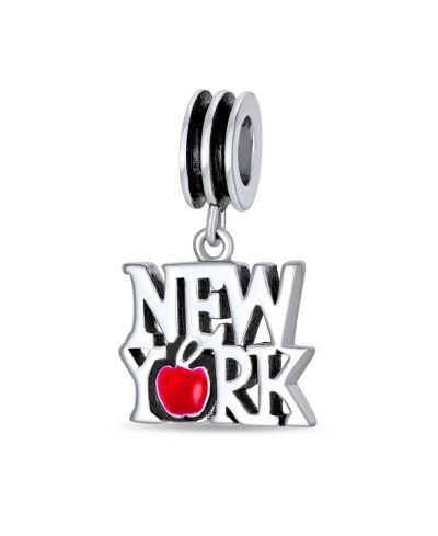 Подвеска-шарм Bling Jewelry Big Apple Travel Vacation I Love New York из серебра.925 Sterling Silver для браслета