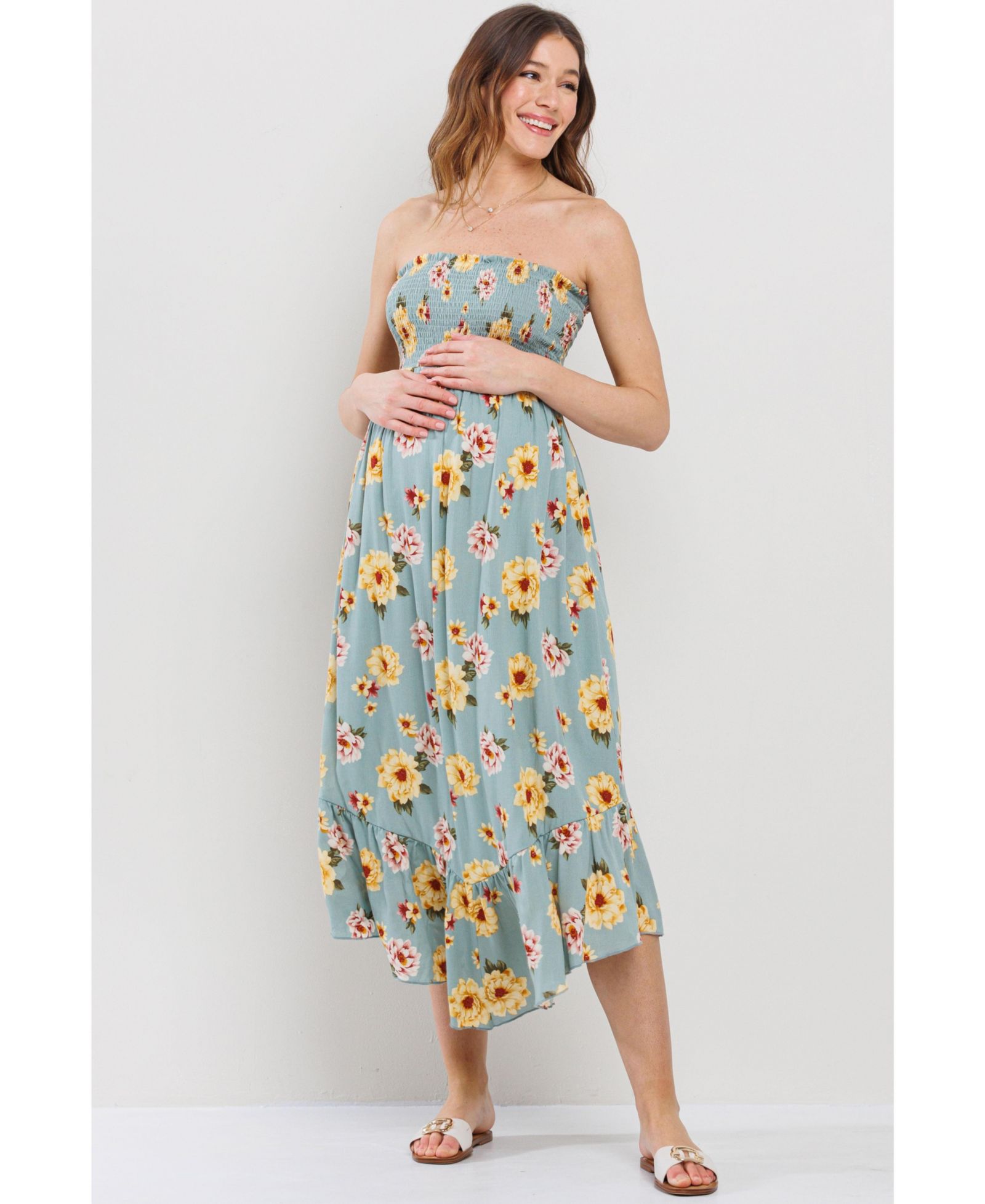 Женское миди-платье Hello Miz Maternity Floral Smocked Strapless