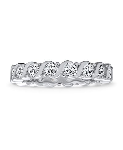 Кольцо Bling Jewelry Cubic Zirconia Stackable CZ Eternity Thin 3MM из стерлингового серебра
