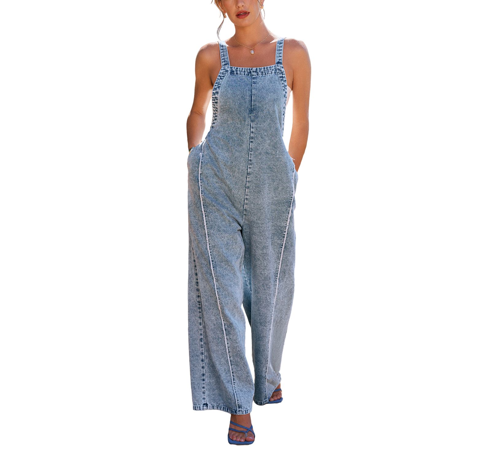 Cupshe Women's Square Neck Denim Jumpsuit