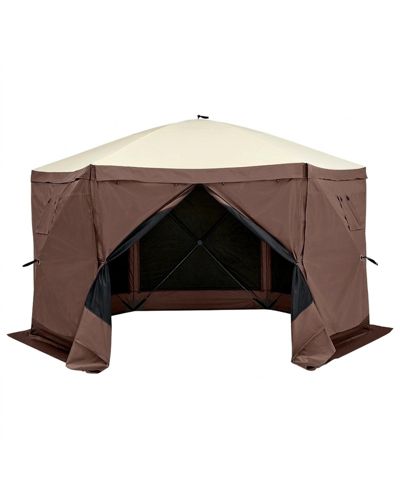 GIVIMO 6-Sided Pop-Up Gazebo Screen Tent with Removable Wind Cloths and Mesh Windows 12.5x12.5FT