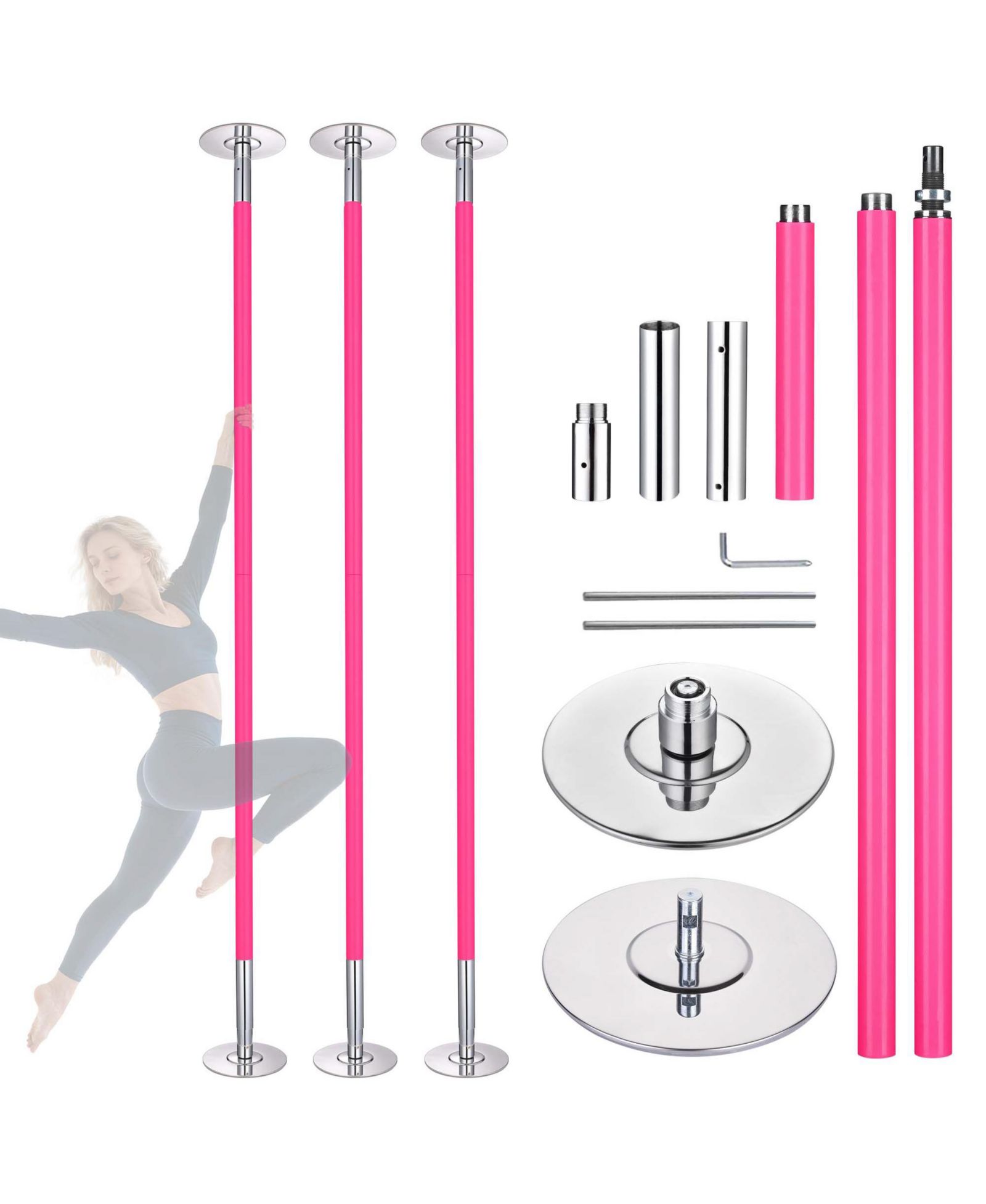 Танцевальный шест Yescom 3 Pack 9.25 Ft Silicone Spinning Static Dancing Pole