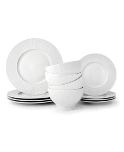 Godinger Starburst Porcelain 12-Piece Dinnerware Set, Service For 4