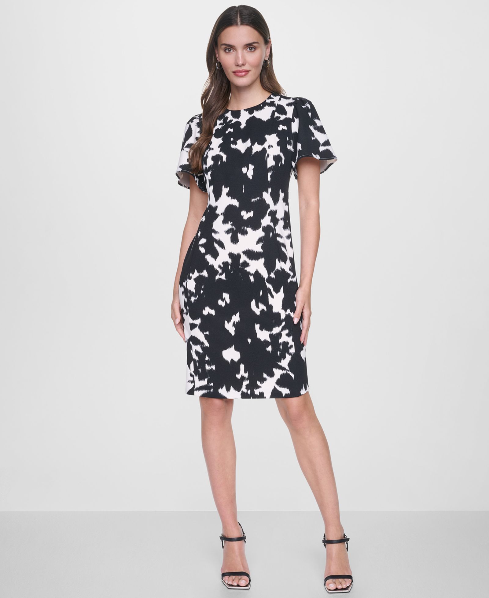 DKNY Women's Flutter-Sleeve Printed Dress