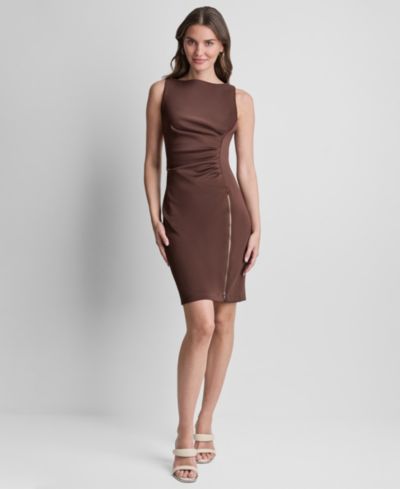 DKNY Women's Sleeveless Ruched Sheath Dress