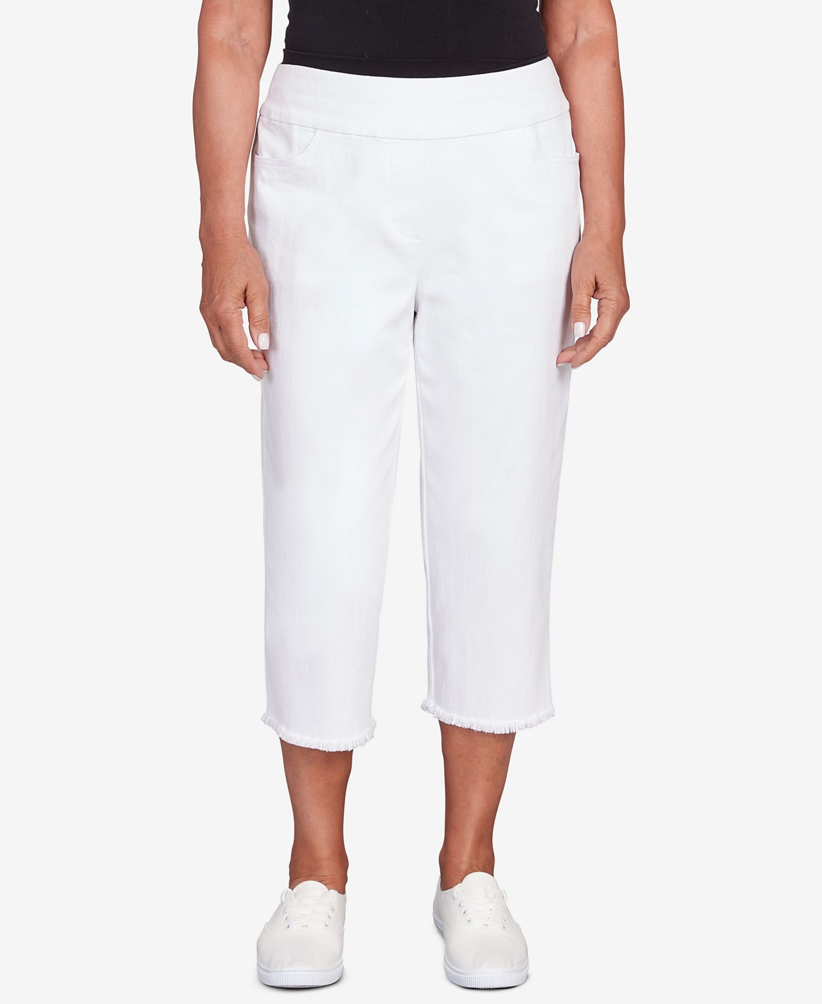 Женские джинсовые брюки-капри Alfred Dunner Classic Super Stretch с бахромой