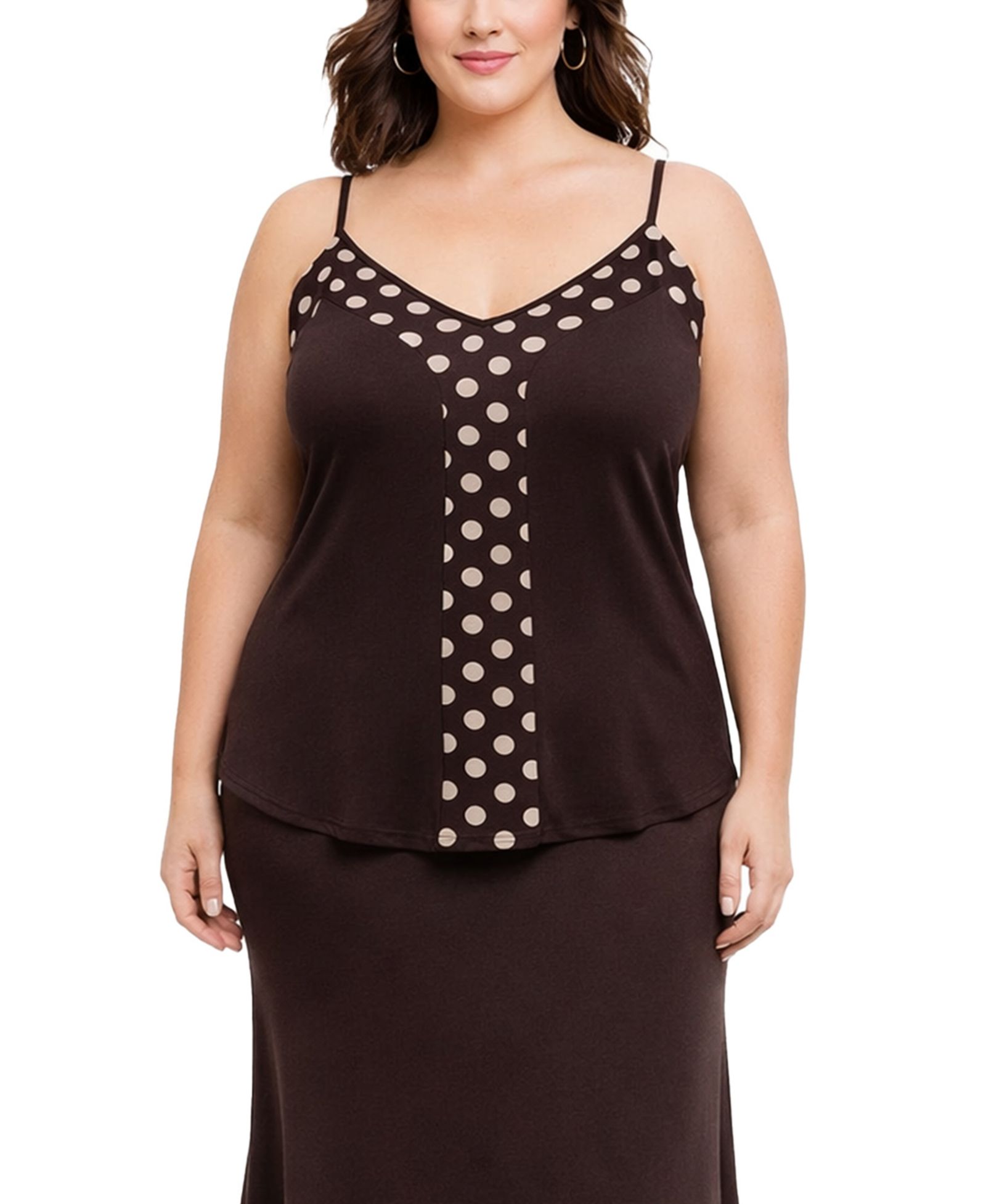 Топ COIN 1804 Plus Size Polka Dot Mesh Panel Cami