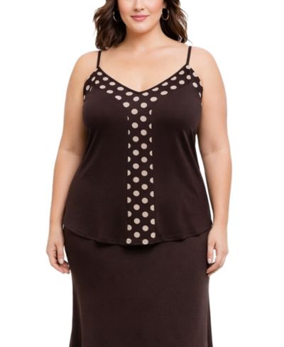 Топ COIN 1804 Plus Size Polka Dot Mesh Panel Cami