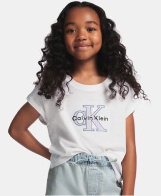 Calvin Klein Girls' 7-16 Seasonal Mono Logo Short-Sleeve T-Shirt