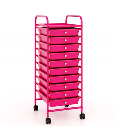 GOUUN 10-Drawer Narrow Rolling Organizer Cart with Universal Casters