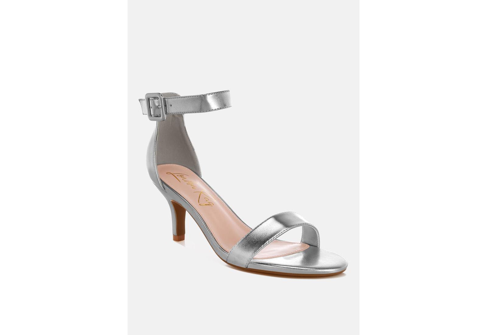 London Rag Women's Yuti Glossy Kitten Heel Sandals