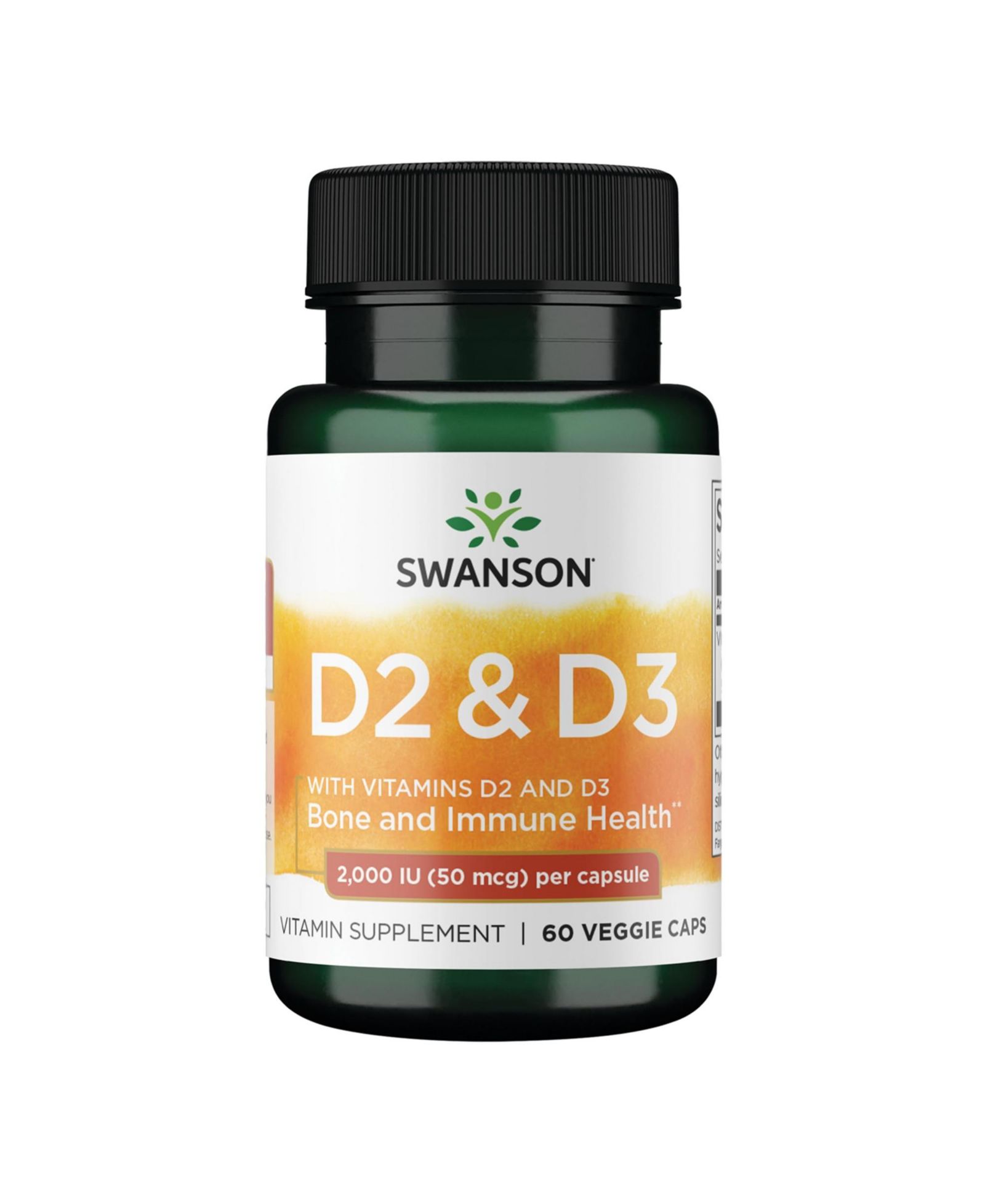 Swanson Комплекс витамина D (D2 и D3), для костей, зубов и иммунитета, 60 капсул