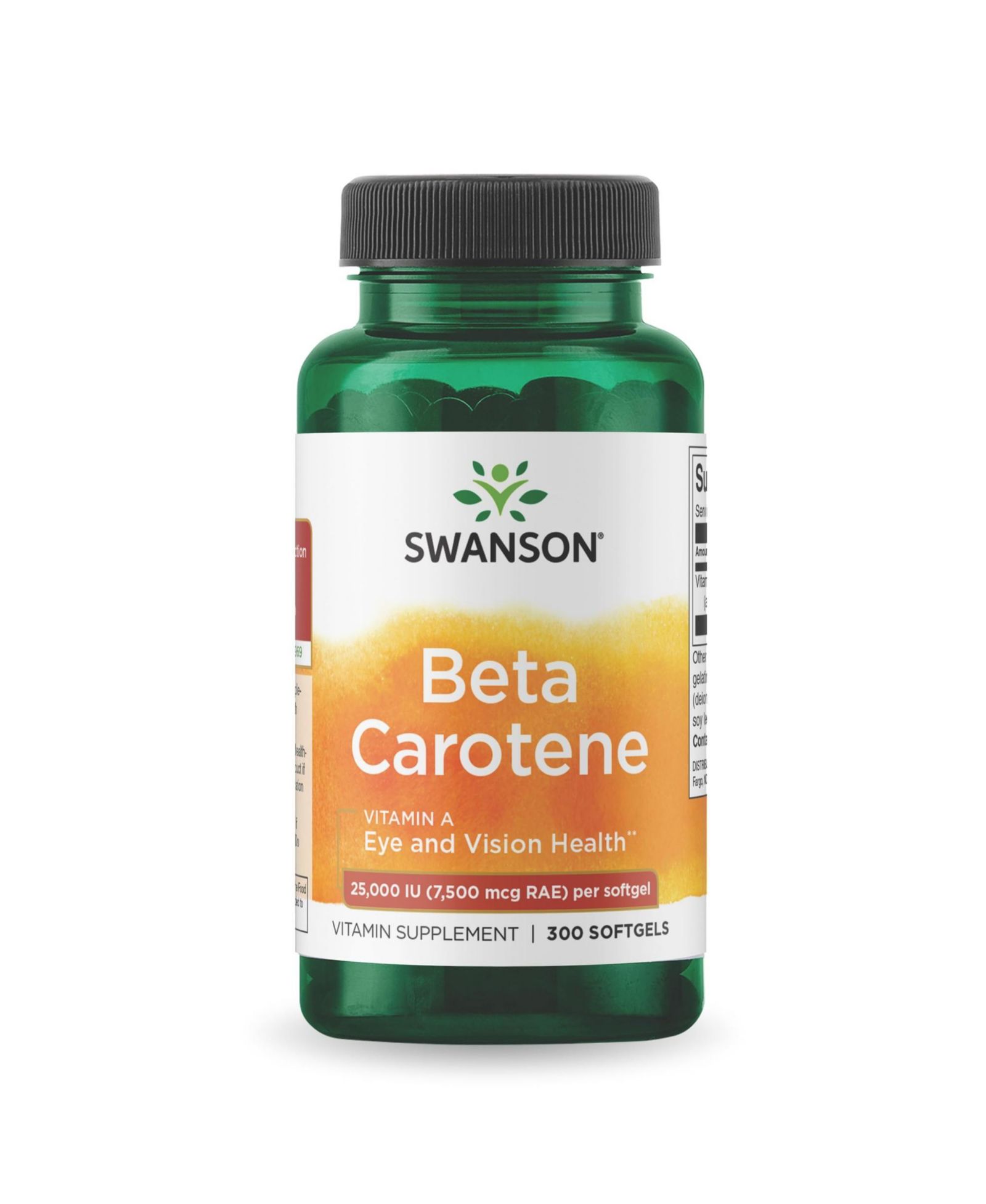 Биодобавка Swanson BetaCarotene Vitamin A 25000 IU Skin Eye Immune System Health Antioxidant Support 7500 mcg 300 Softgels Count