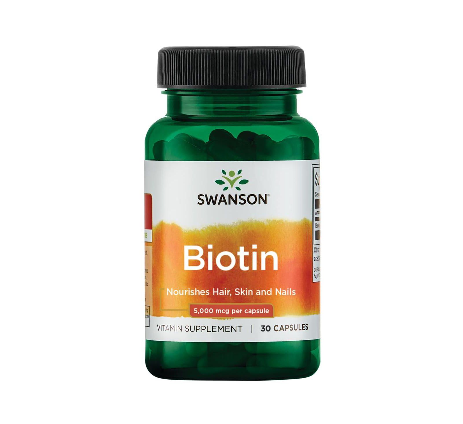 Swanson Biotin B7 витамины 5000 mcg, 30 капсул