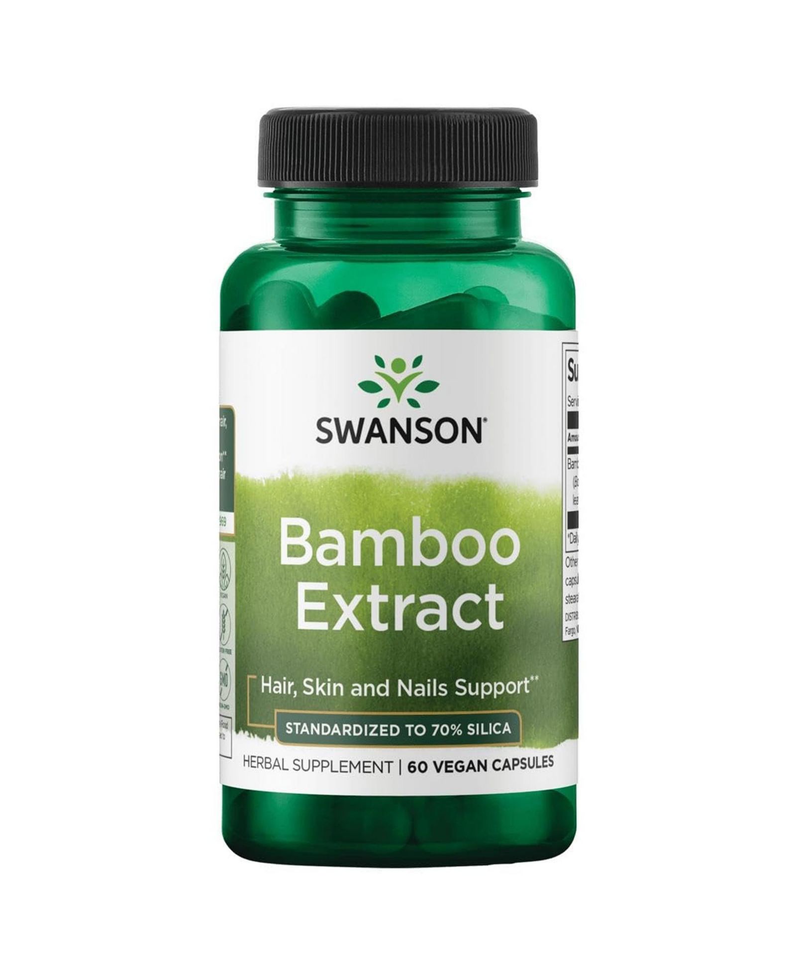 Биодобавка Swanson Bamboo Extract для волос и ногтей, 60 капсул