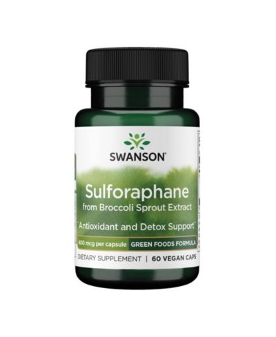Swanson экстракт проростков брокколи сульфорафана, для здоровья ЖКТ и печени, 400 mcg, 60 вегетарианских капсул