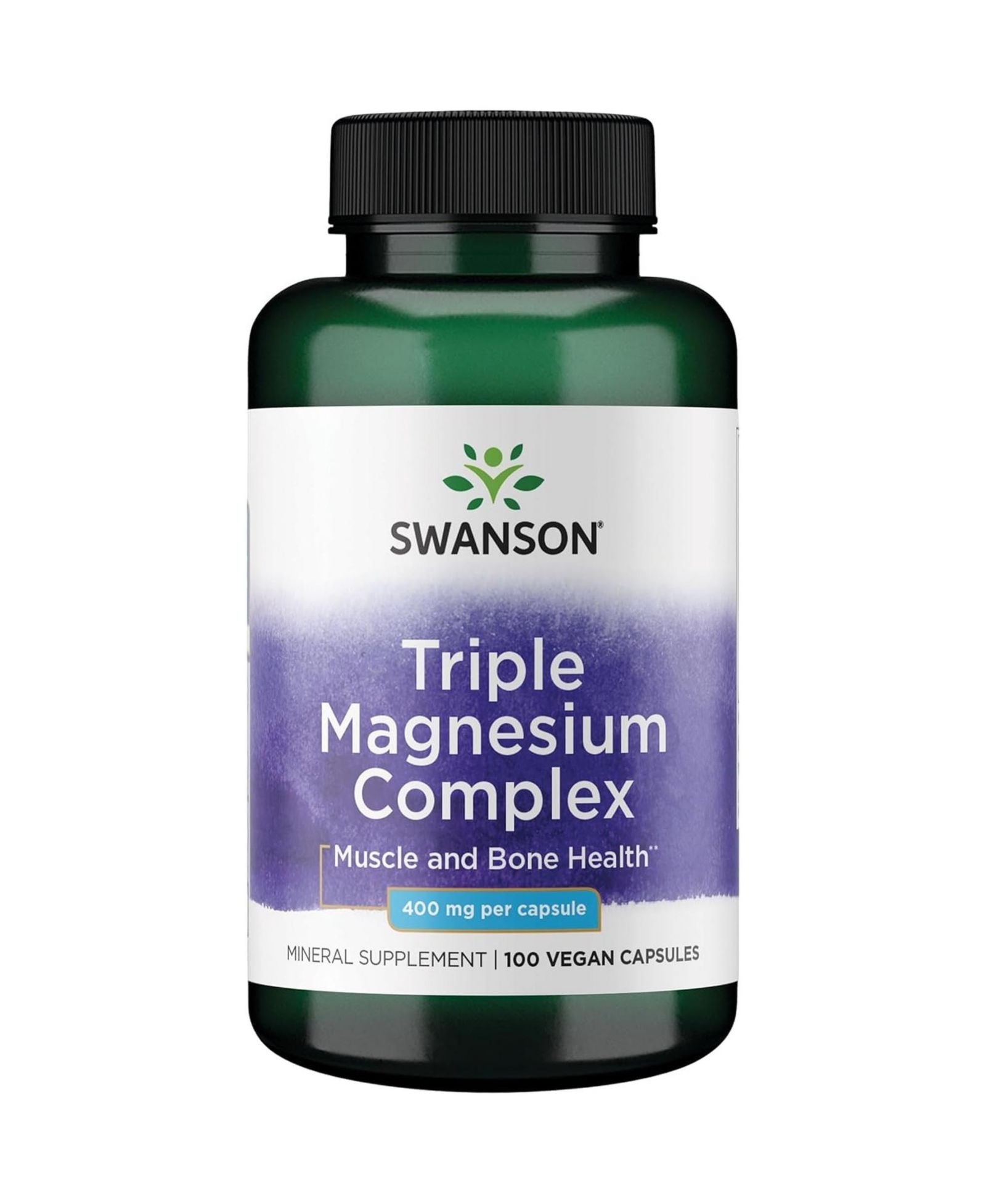 Минеральная добавка Swanson Triple Magnesium Complex с цитратом, оксидом и аспартатом (100 капсул, 400mg каждая)