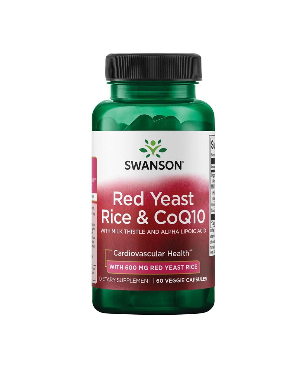 Swanson добавки Red Yeast Rice и CoQ10 с расторопшейцей и альфа-липоевой кислотой 60 капсул