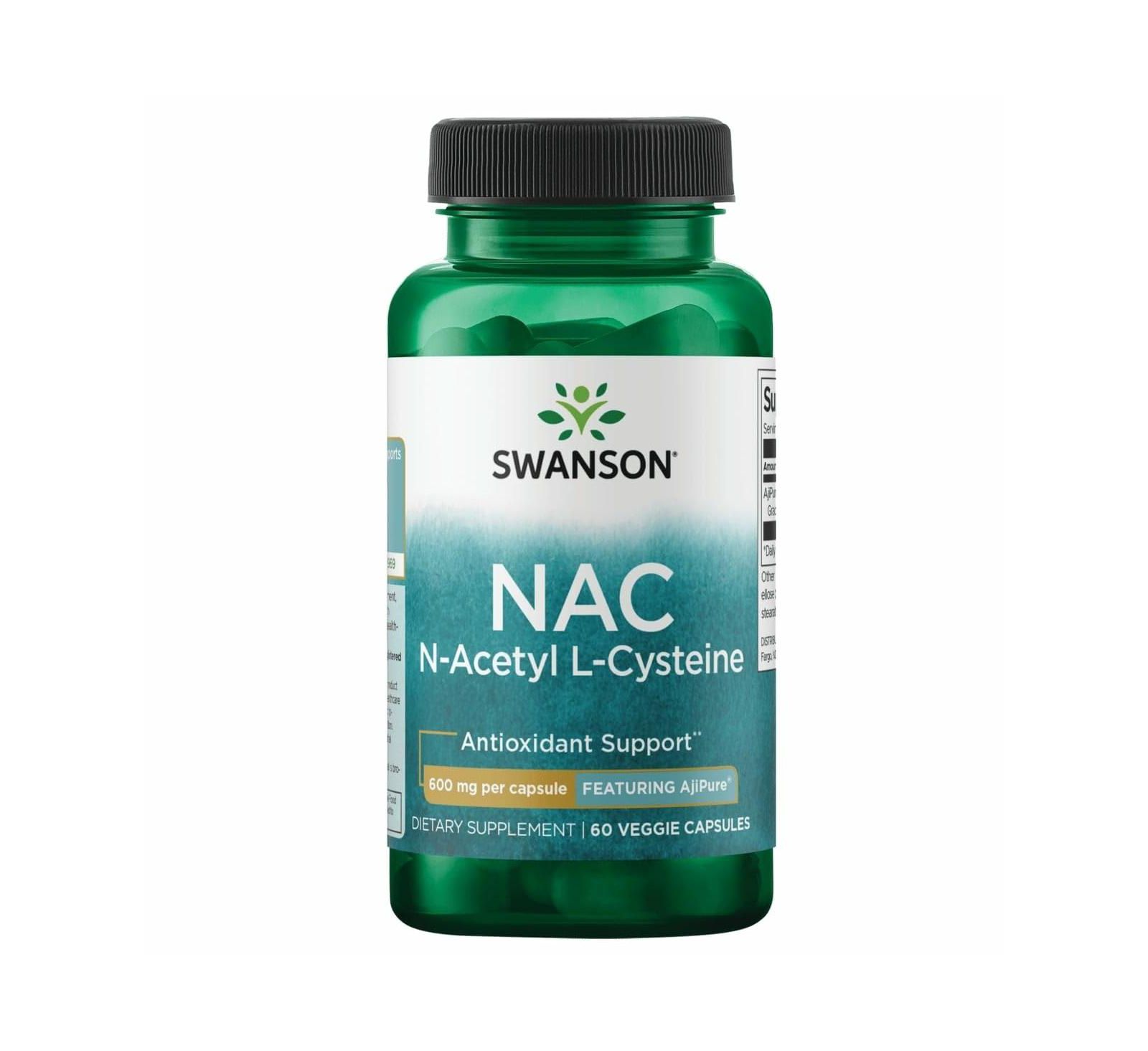 Капсулы Swanson Amino Acid Ajipure NAcetylLCysteine Pharmacecal Grade 600 Milligrams 60 Veg Capsules
