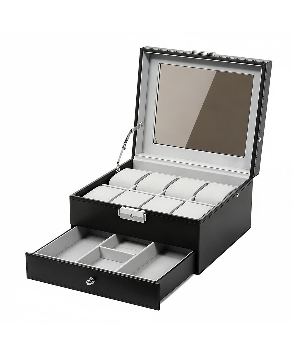 YIGII шкатулка для хранения часов из кожи PU с прозрачной крышкой
