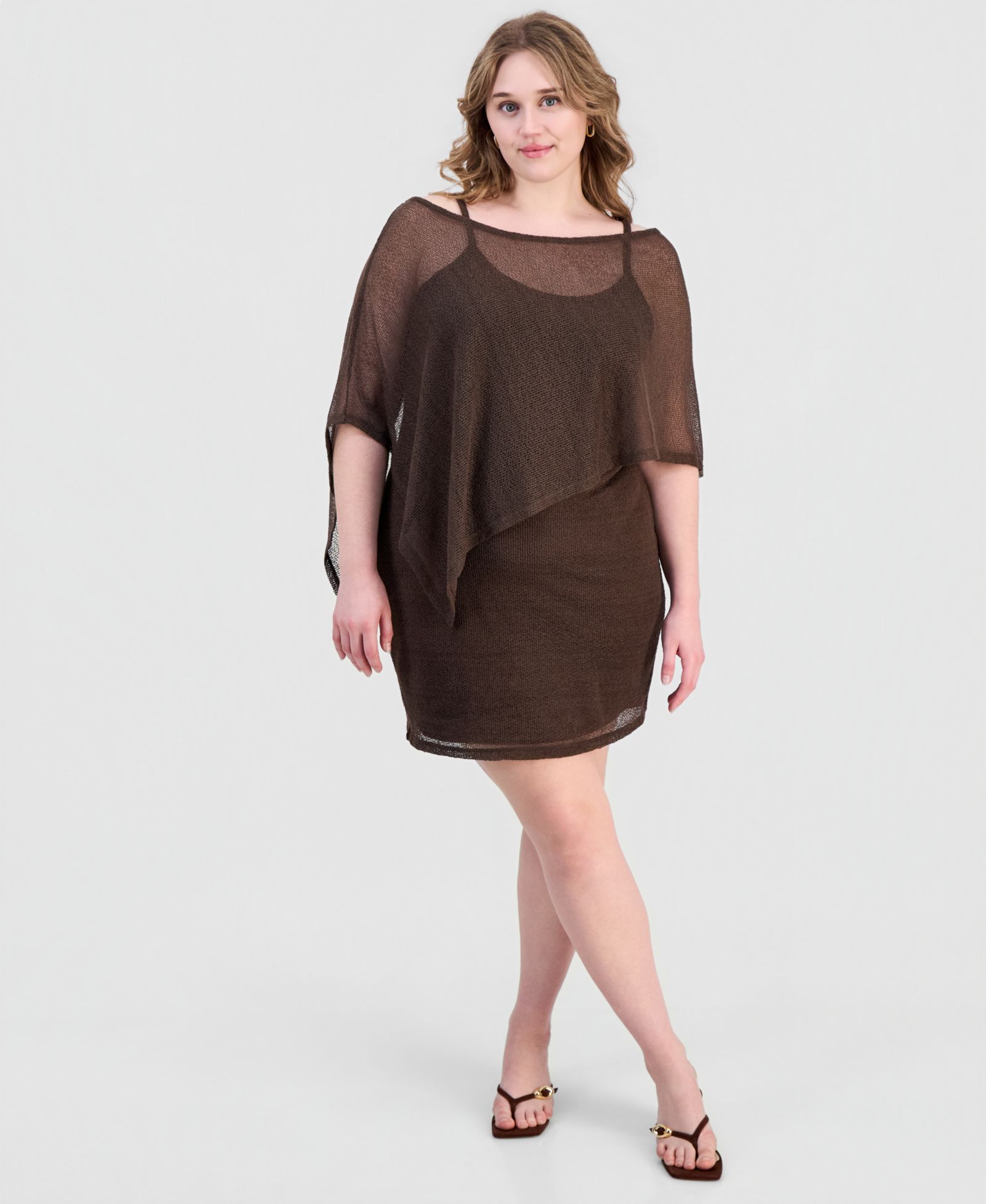 Madden Girl Женский комплект из пончо и мини-платья, Plus Size