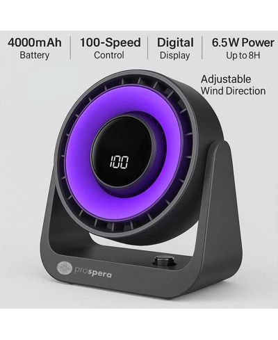 Turbo Yoga Fan, цифровой вентилятор с 100 скоростями, бесшумный поток воздуха, регулируемый наклон и перезаряжаемый питание