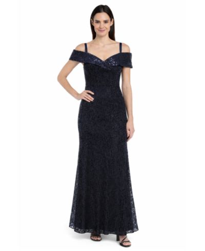 R & M Richards Petite Sequined Lace Gown