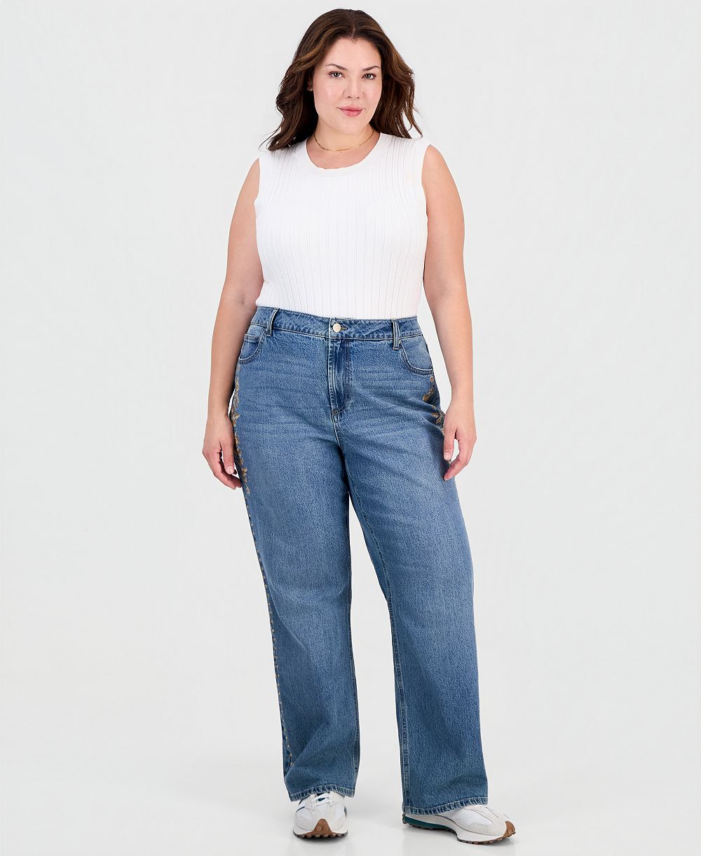 Джинсы And Now This Plus Size с вышивкой и стразами