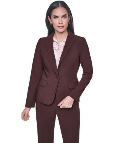 Calvin Klein Petite Notch Collar One-Button Blazer