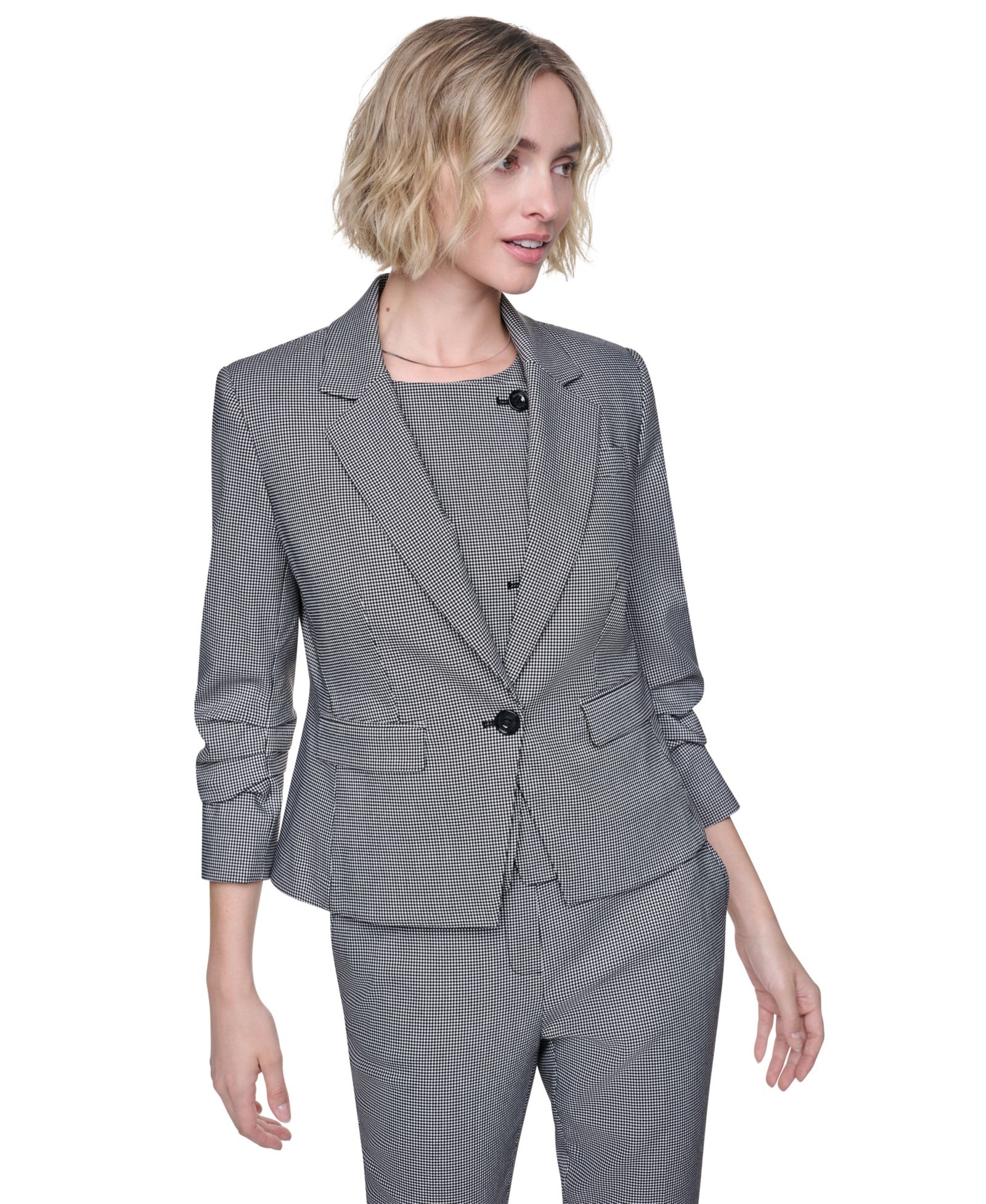 Блейзер DKNY Petite Houndstooth с одной пуговицей и V-образным вырезом