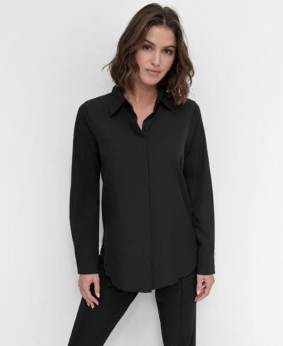 Рубашка DKNY Petite Long-Sleeve Button-Front