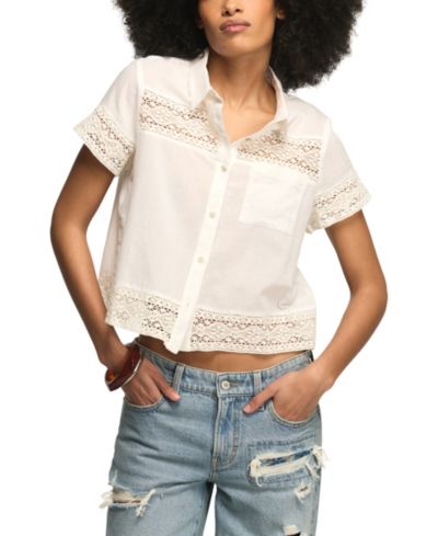 Женская рубашка Lucky Brand Cutwork Collared Camp
