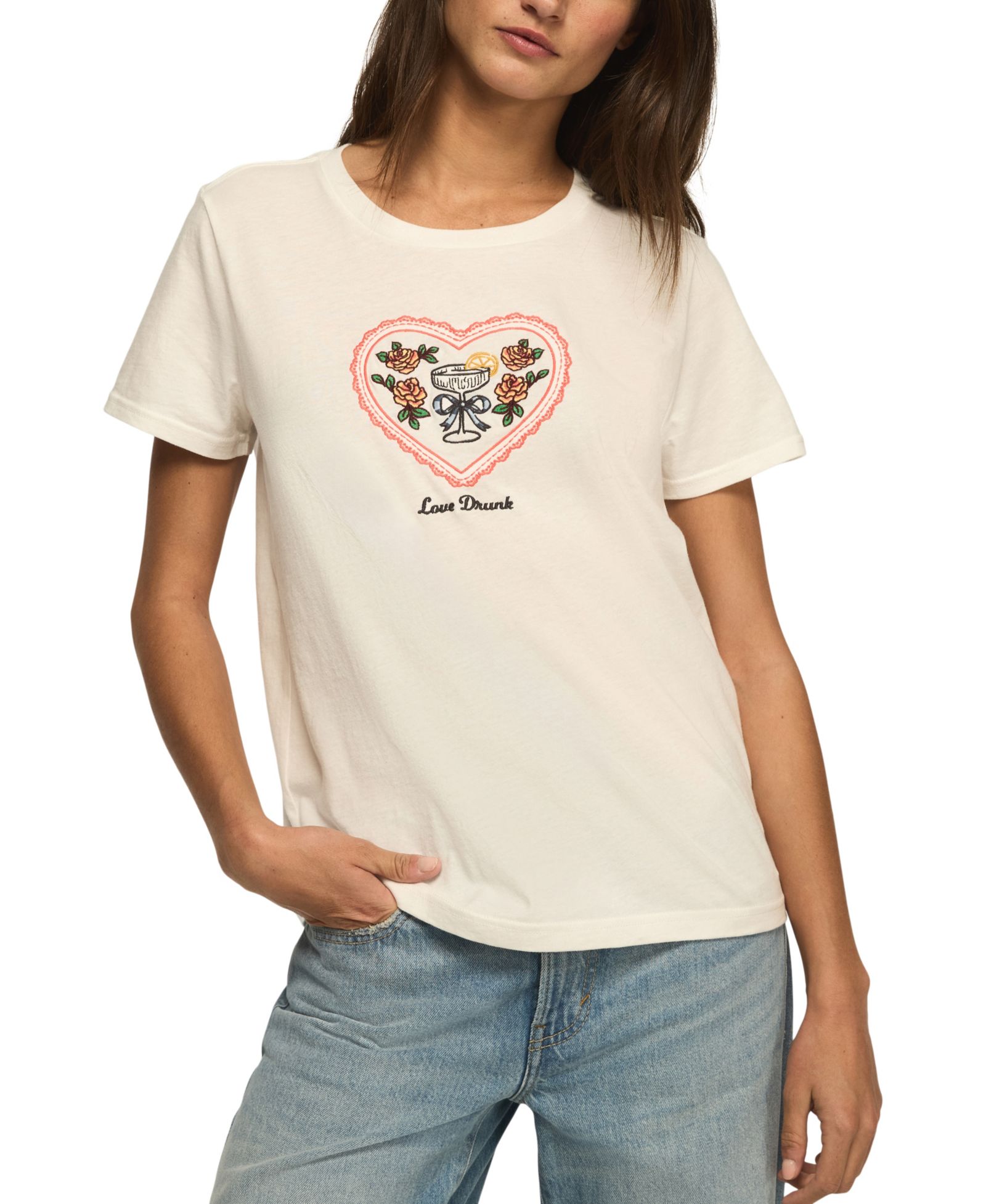 Lucky Brand Женская Love Drunk Classic Crewneck T-Shirt
