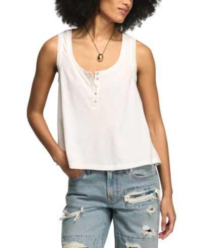 Lucky Brand Женский топ Henley Tank Top Sleeveless Crochet Trim