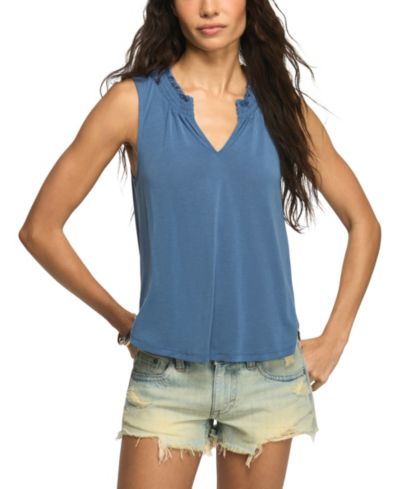 Lucky Brand Женский топ-майка с V-образным вырезом и сборчатым краем