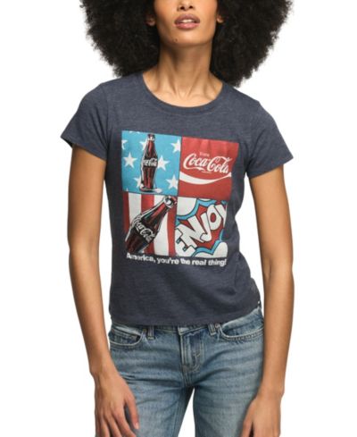 Lucky Brand Women's Coca Cola Americana Grid Crewneck Baby T-Shirt