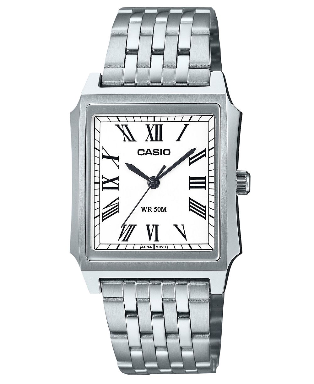 Casio Unisex Japanese Quartz Analog Silver-Tone Stainless Steel Watch 31.5mm