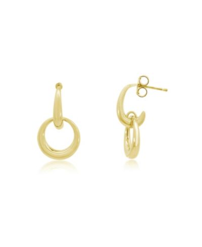 Серьги-подвески The Lovery Double Round Link, позолота 14K, стерлинговое серебро
