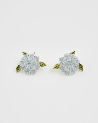 Fable England Hydrangea серебряные серьги с гортензией