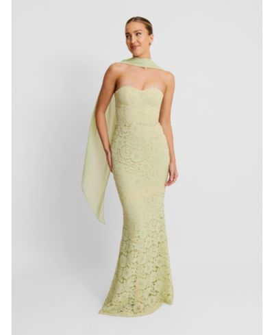 Six Stories Women's Lace Corset Maxi Dress With Neck Scarf