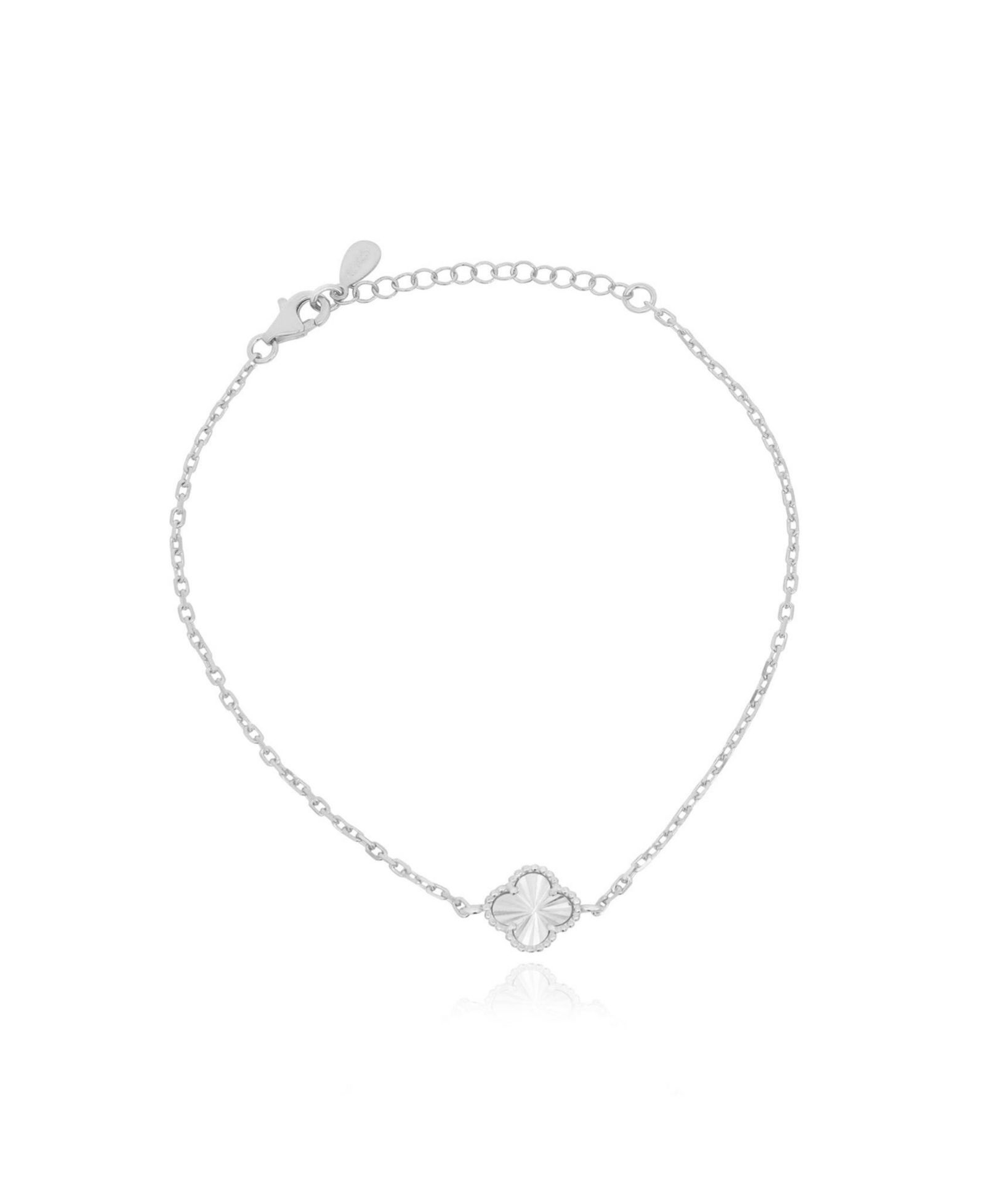 The Lovery Fluted Single Clover Bracelet Sterling Silver